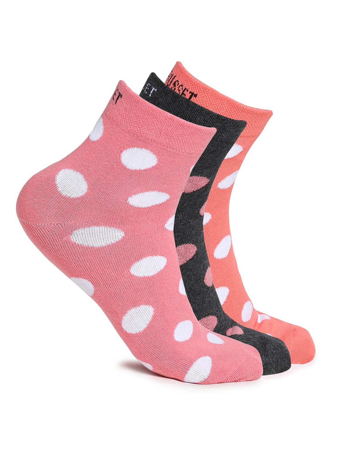 

CRUSSET Women Pack Of 3 Assorted Patterened Above Ankle-Length Socks, Pink