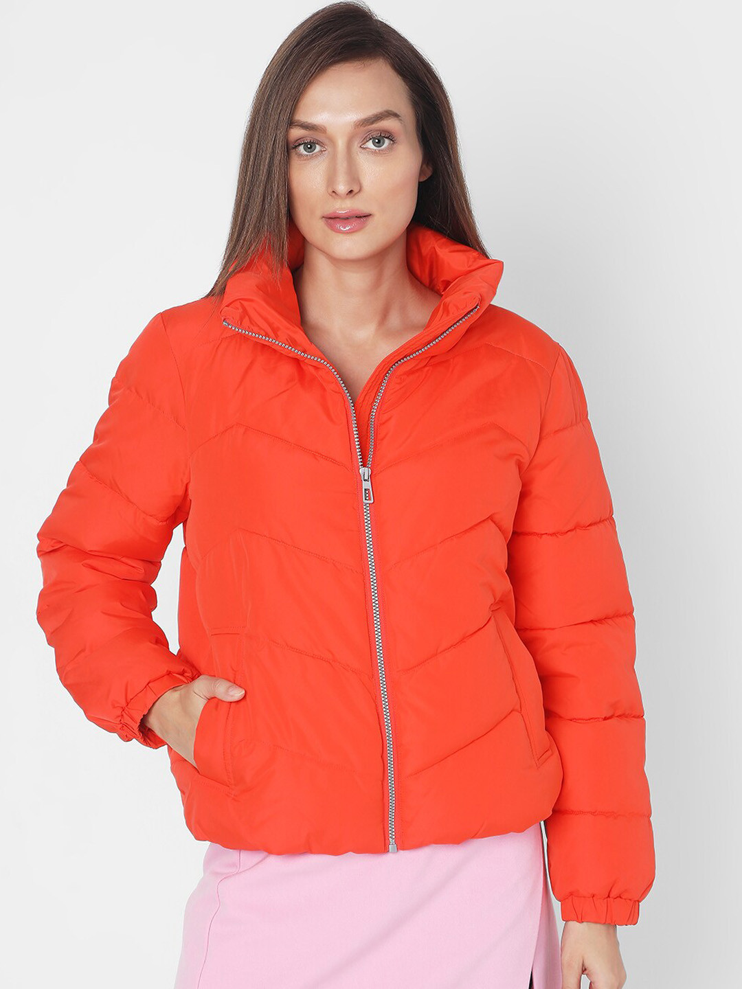 

Vero Moda Stand Collar Puffer Jacket, Orange
