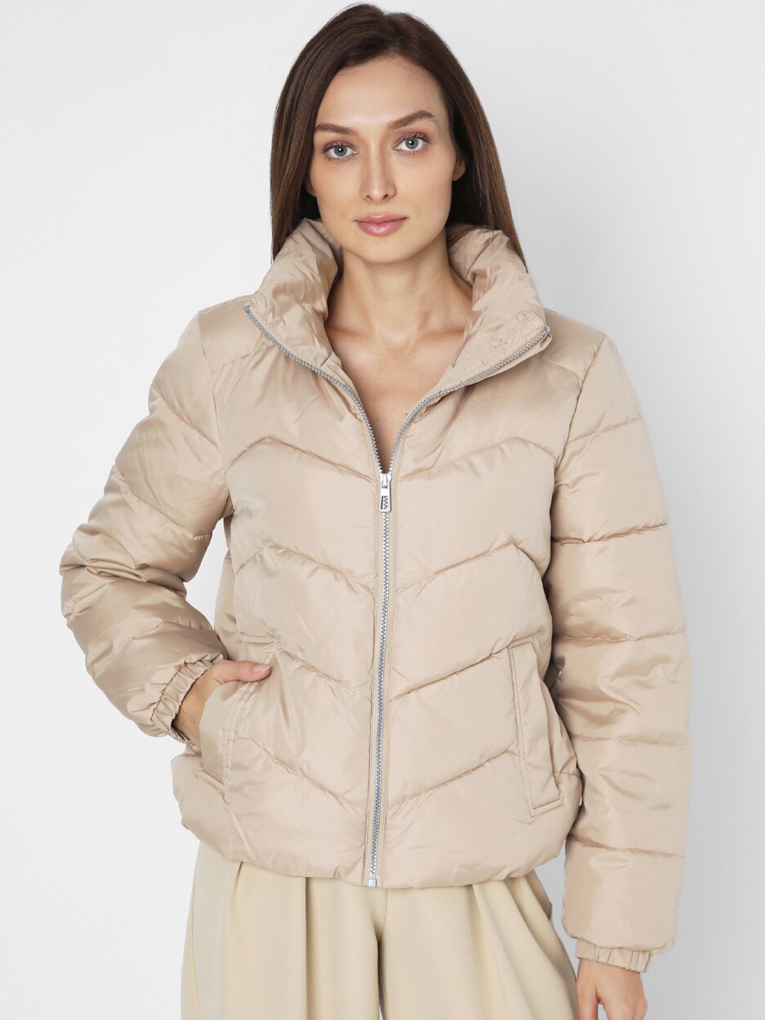 

Vero Moda Stand Collar Padded Jacket, Beige