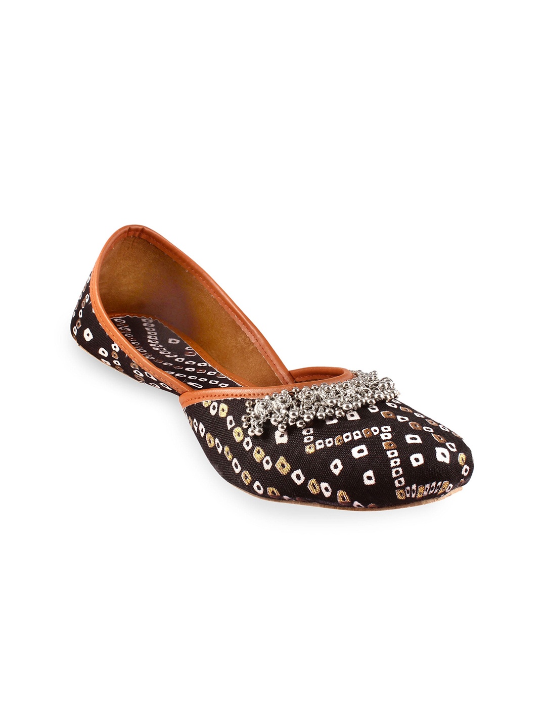 

Apratim Printed Embellished Ethnic Mojaris, Black