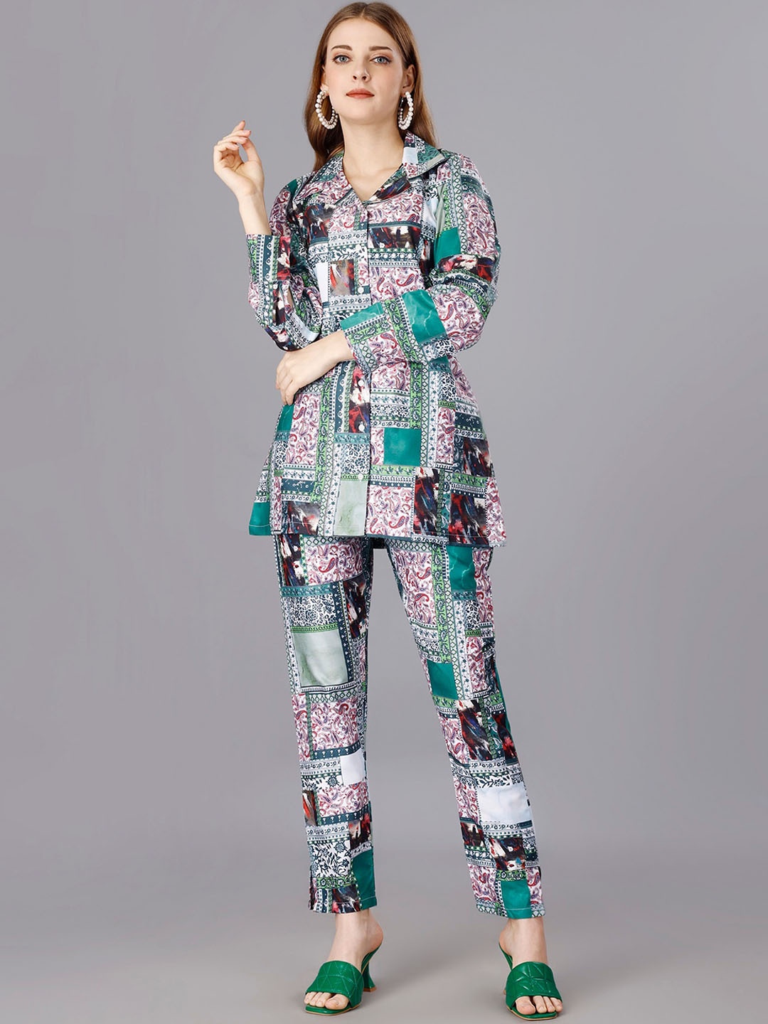

BAESD Printed Tunic With Trousers, Green