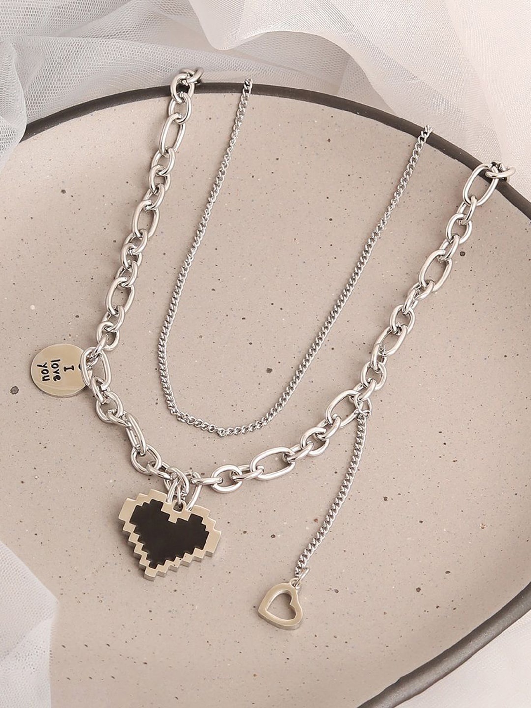 

FIMBUL Silver-Plated Layered Necklace Chain Set