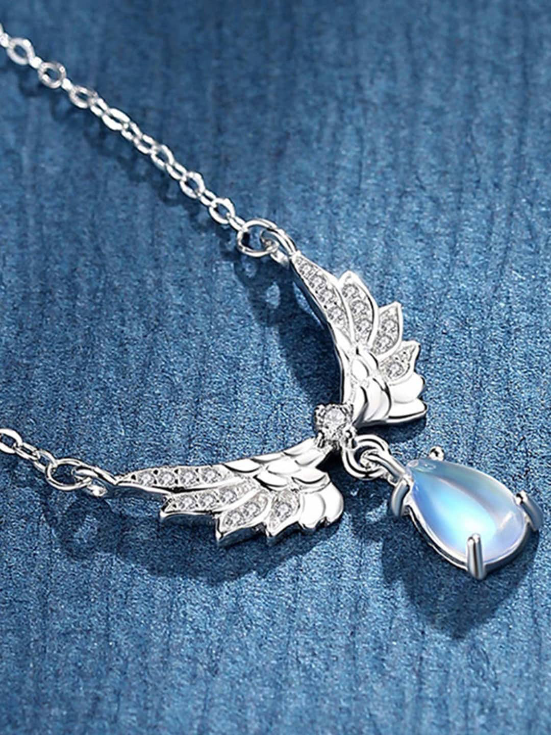 

FIMBUL Silver-Plated Angel Wings Antique Pendant Chain Necklaces