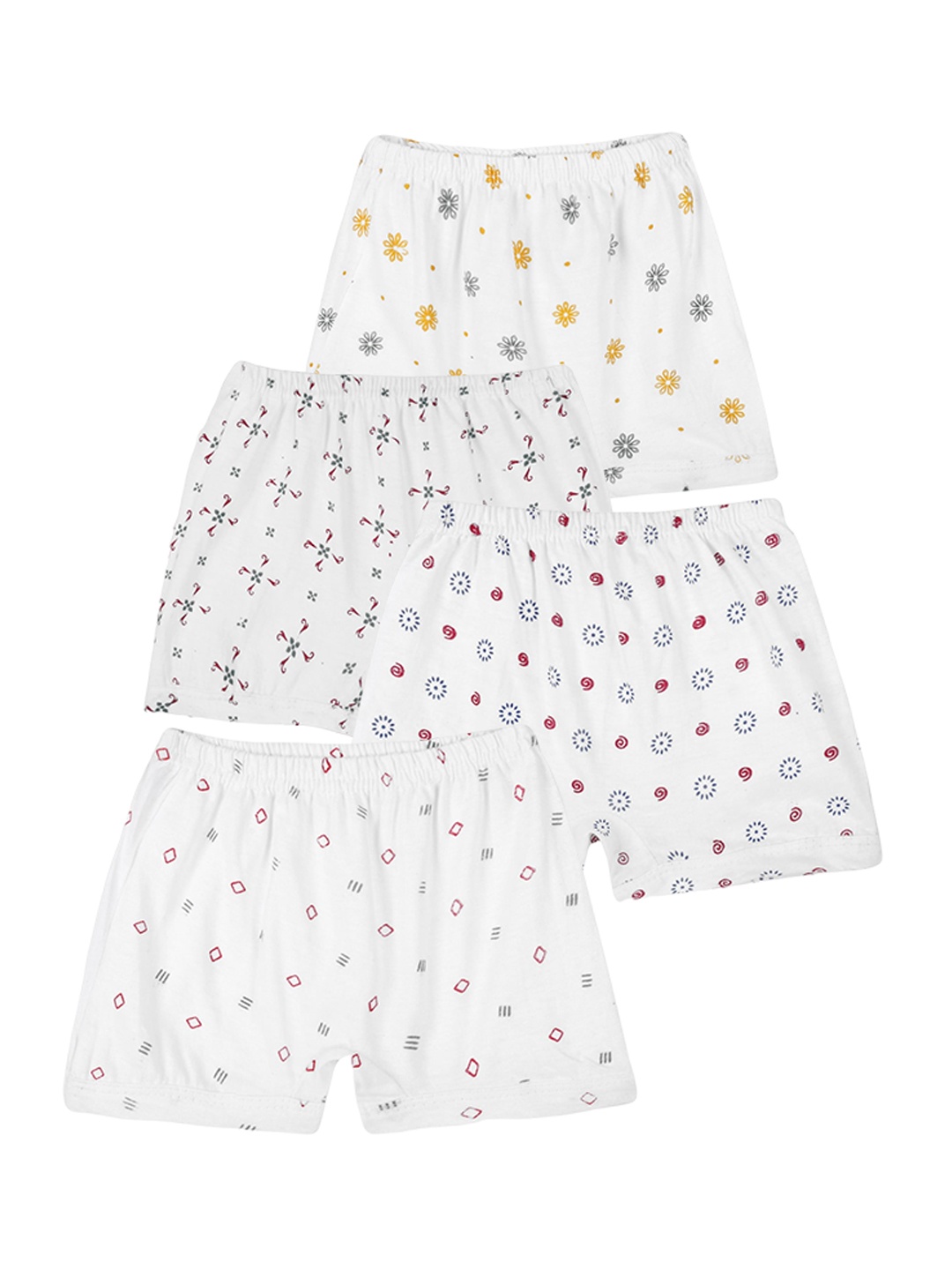 

BAESD Kids Pack Of 4 Mid-Rise Floral Printed Pure Cotton Briefs, White