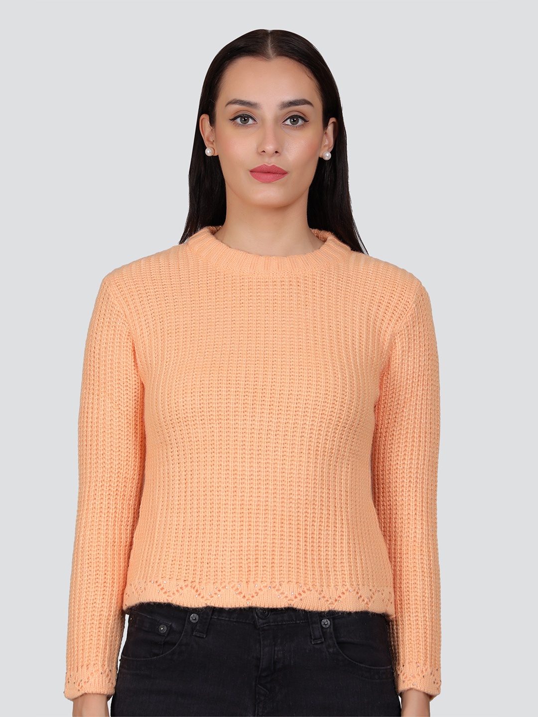 

Arshiya Ribbed Acrylic Crop Pullover Sweater, Orange
