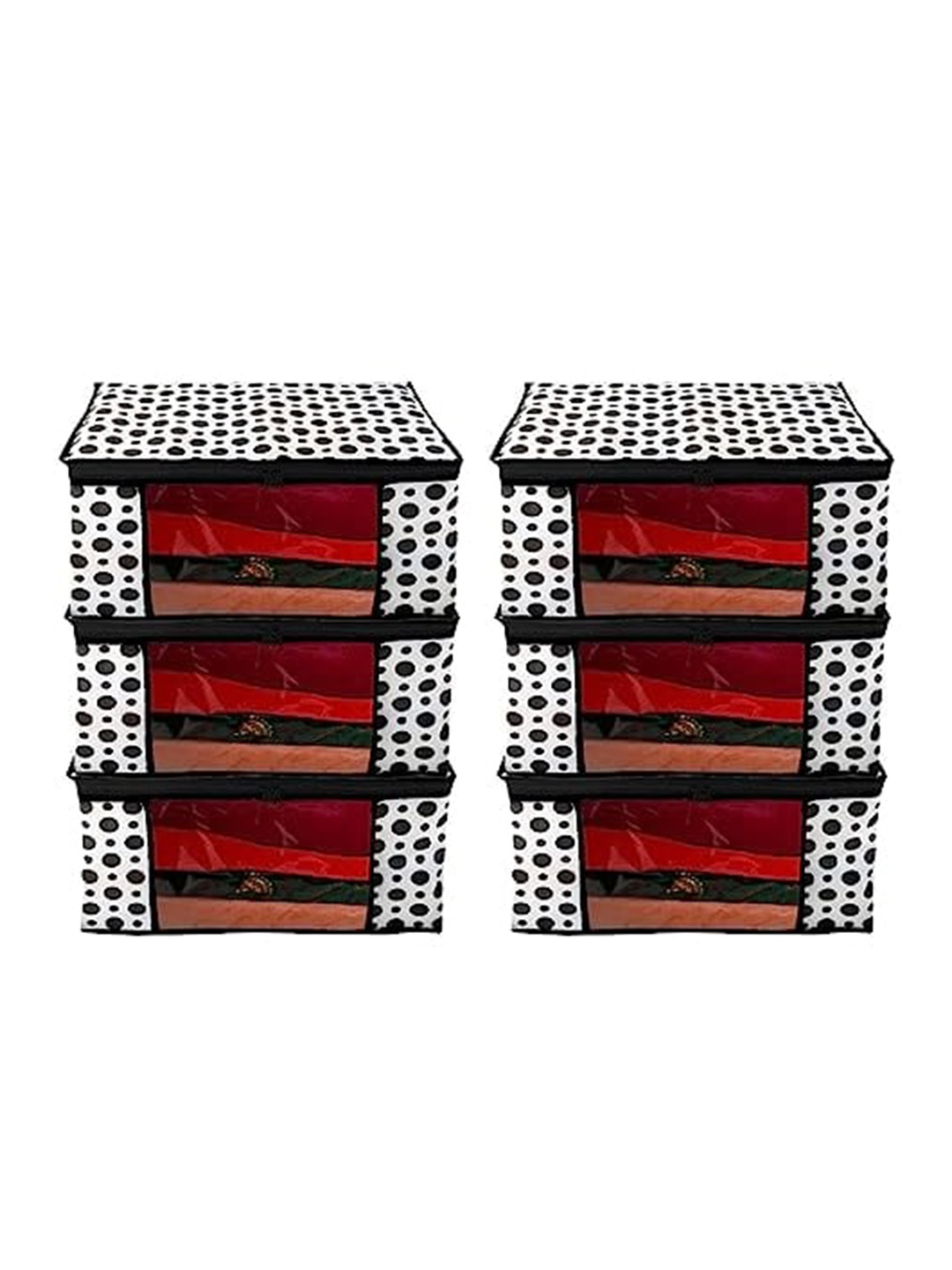 

Perpetual Black & White 6 Pieces Saree Organisers With Transparent Window And Zip