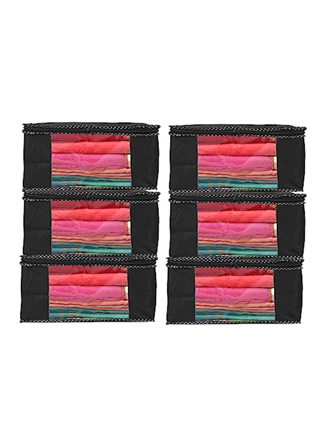 

Perpetual Black 6 Pieces Saree Organisers With Transparent Window And Zip