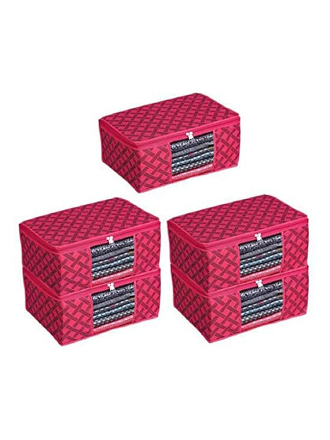 

Perpetual Red 6 Pieces Saree Organisers With Transparent Window And Zip