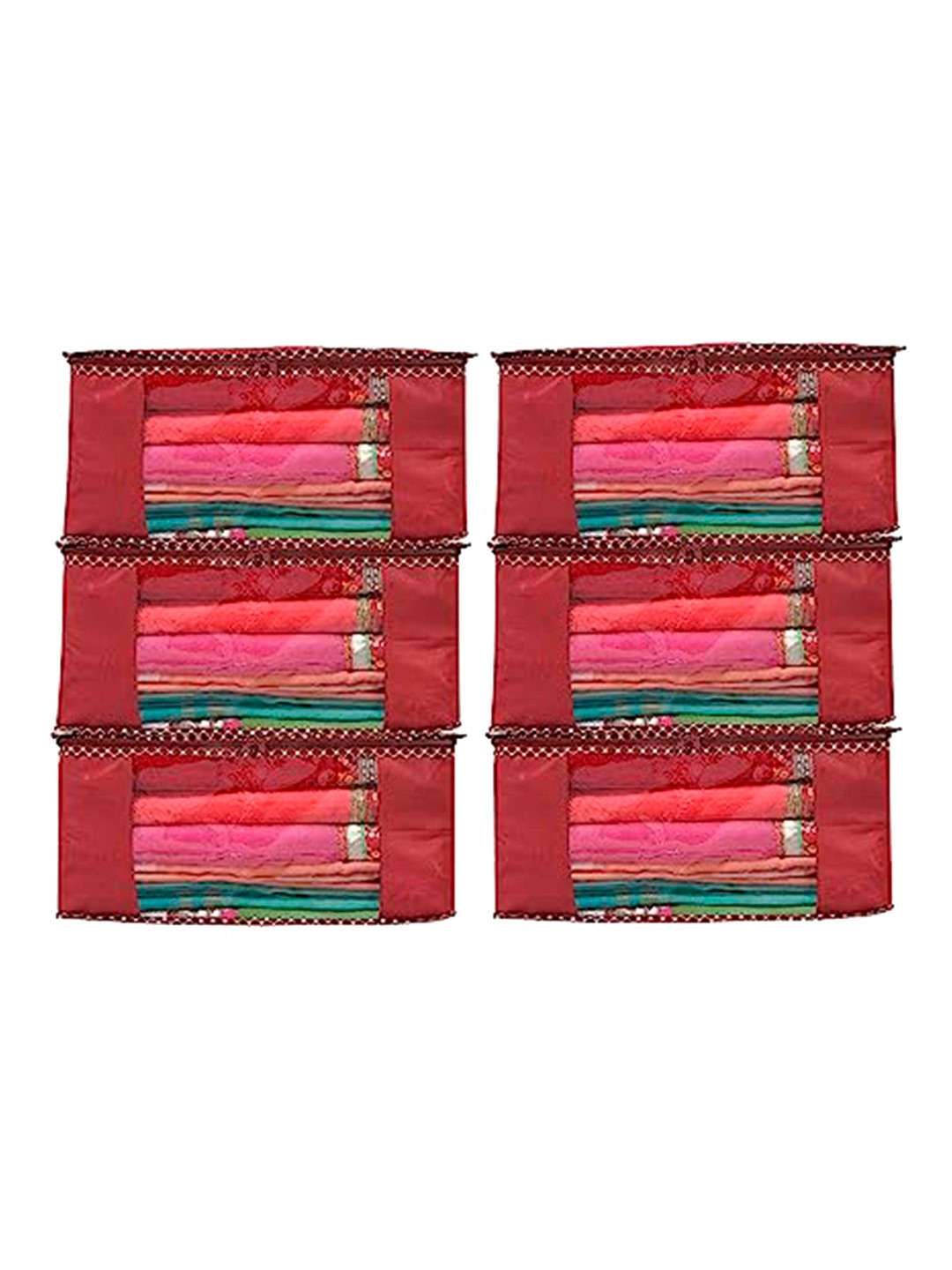 

Perpetual Red 6 Pieces Saree Organizer For Wardrobe