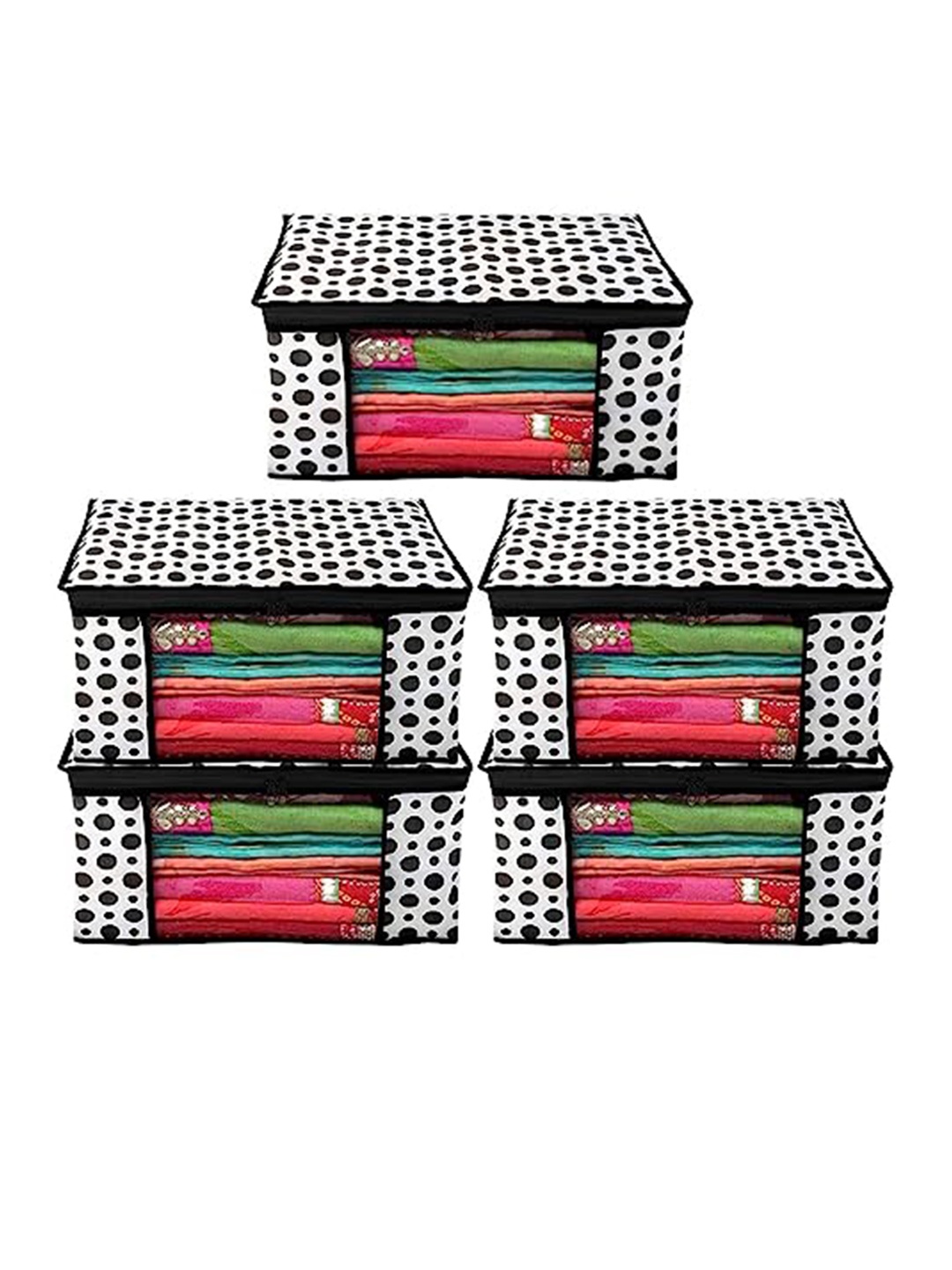 

Perpetual Black & White 5 Pieces Organisers With Transparent Window And Zip