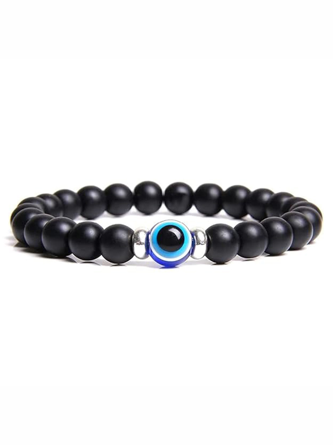 

KRYSTALZ Men Evil Eye Beaded Elasticated Adjustable Bracelet, Black