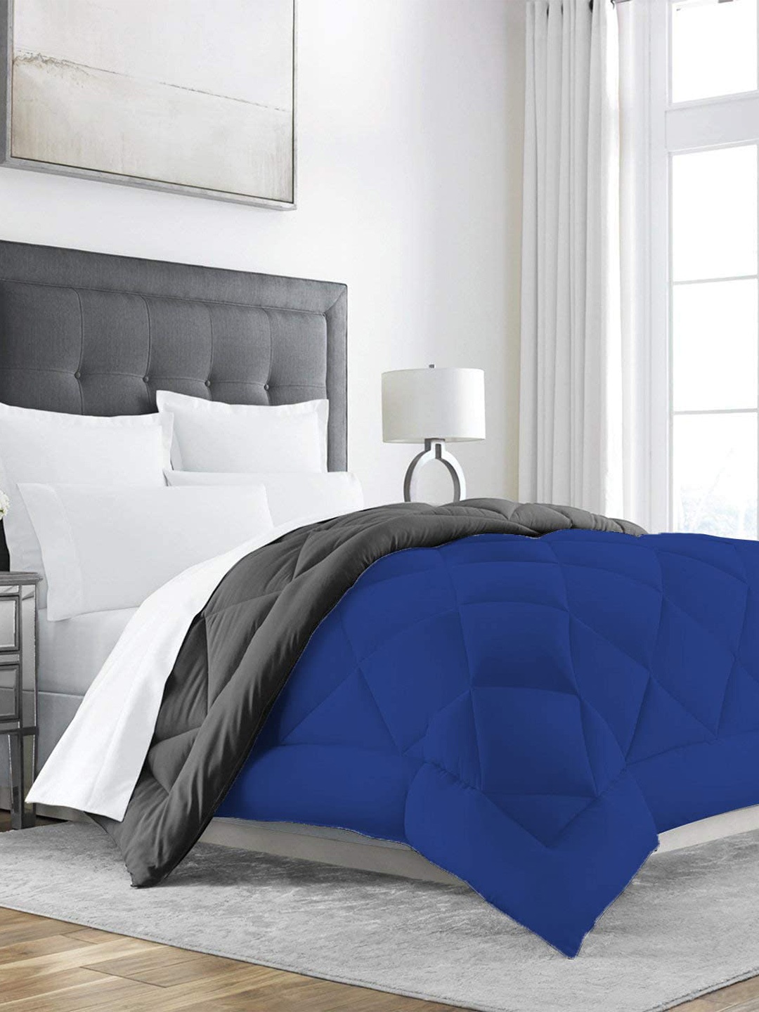 

Black gold Blue Checked Mild Winter 233 GSM Single Bed Comforter