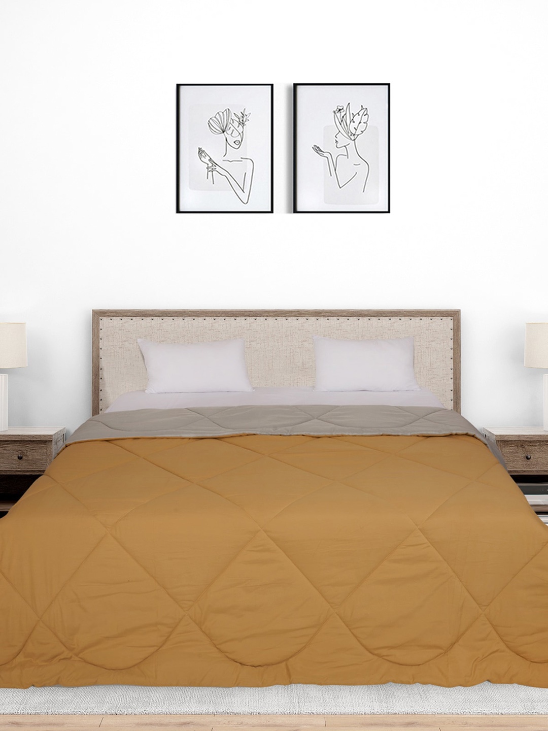 

Black gold Yellow & Grey Checked Mild Winter 233 GSM Single Bed Comforter