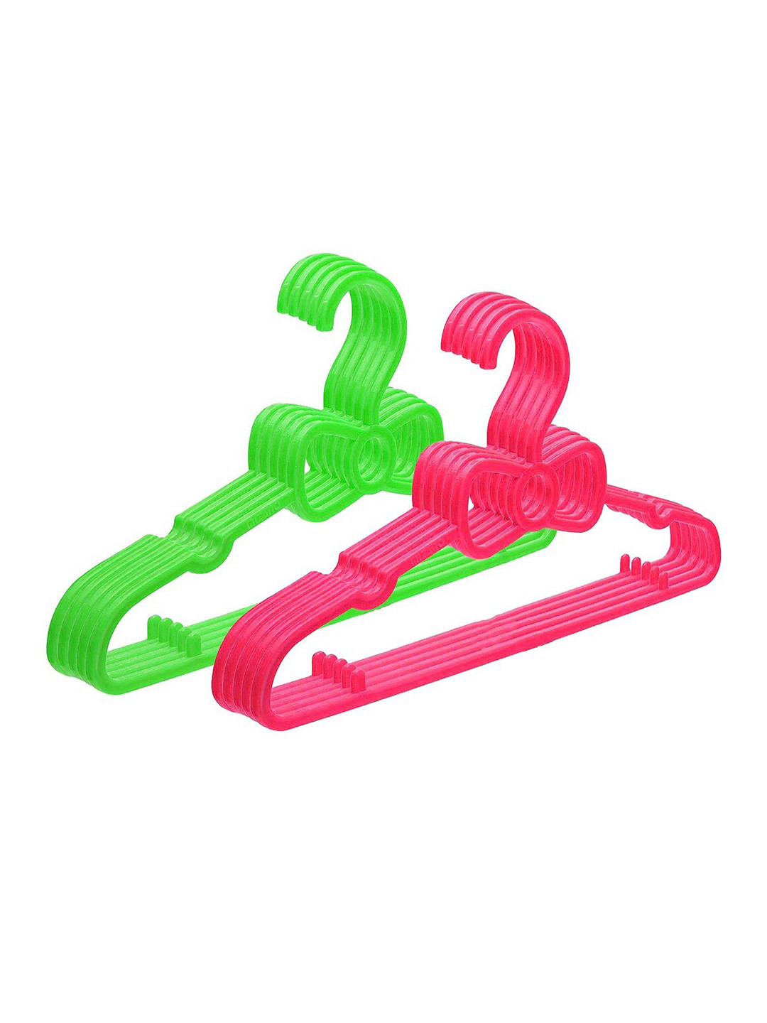 

Kuber Industries Kids Green & Pink 10 Pieces Non-Slip Cloth Hangers