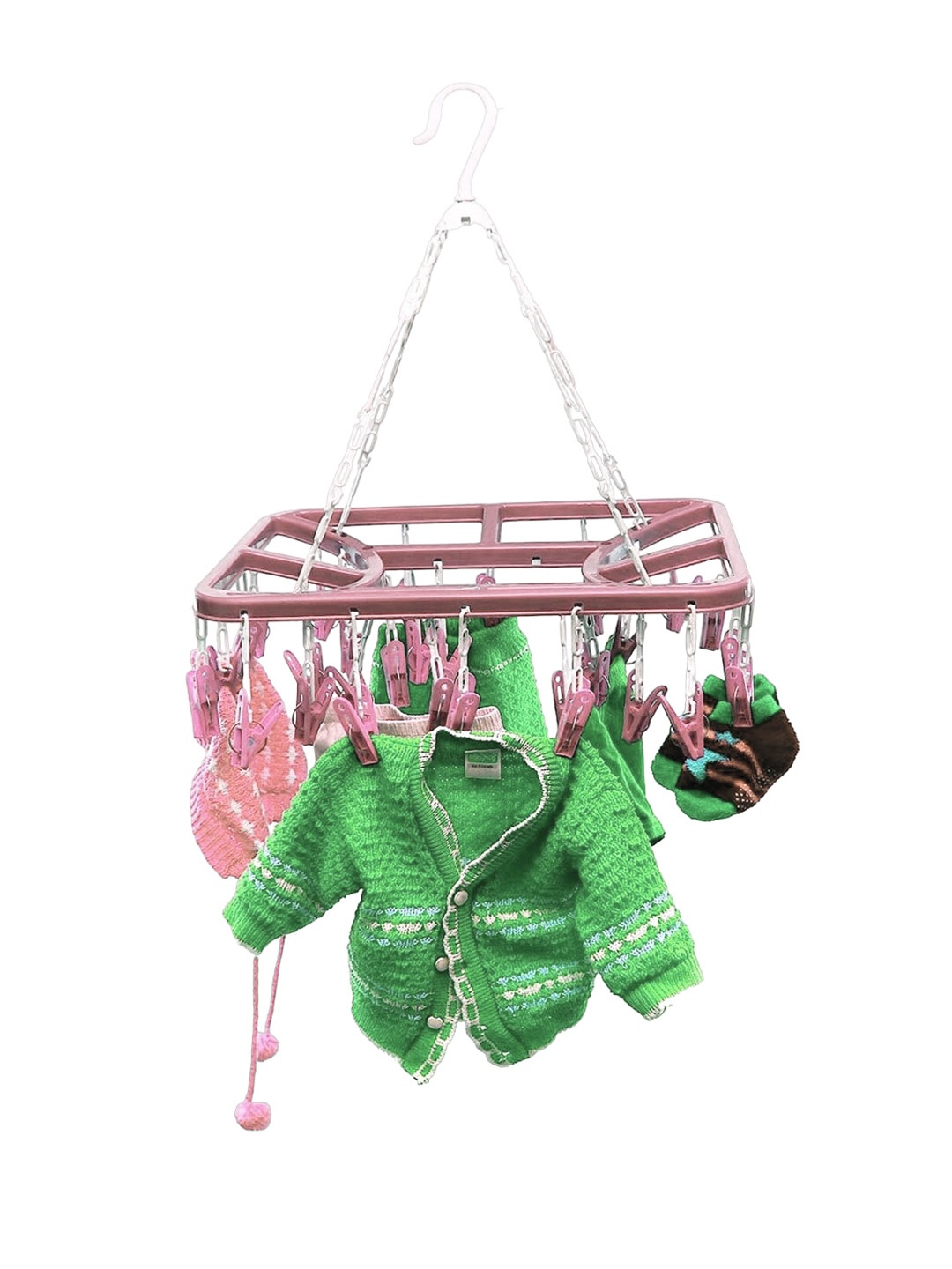 

Kuber Industries Pink 360 Degree Portable Clips Drying Hanger