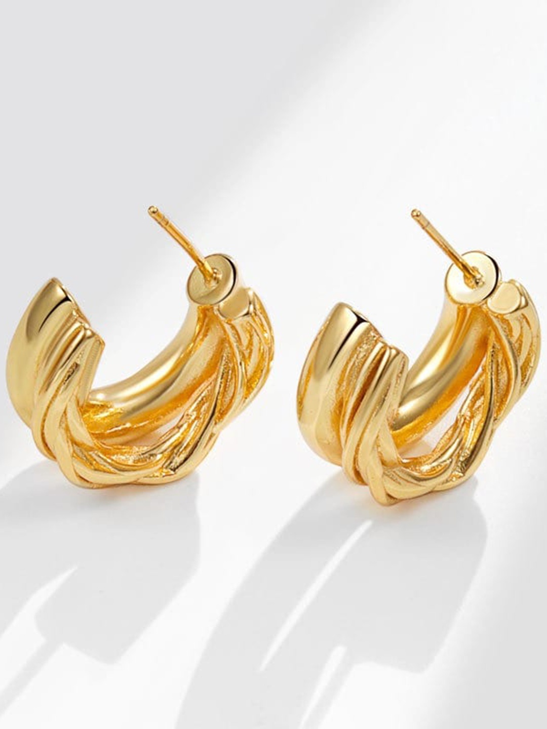 

MYKI Gold-Plated Stainless Steel Circular Half Hoop Earrings