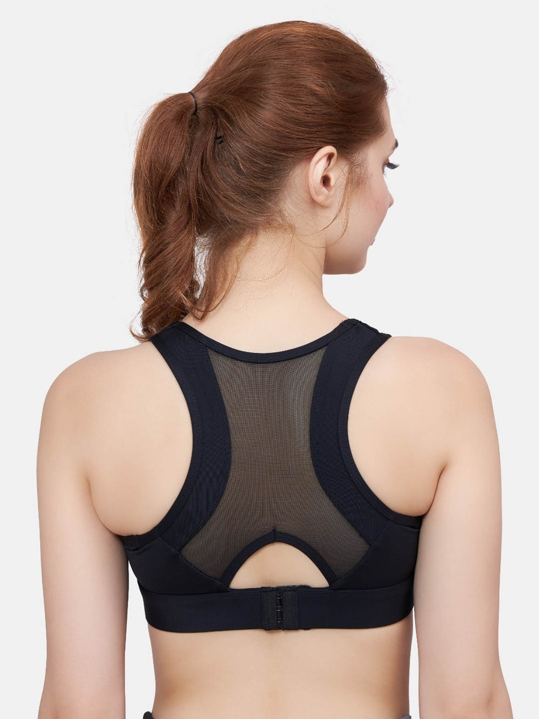 

PLUMBURY Full Coverage All Day Comfort Removable Padding Rapid-Dry Sports Bra, Black