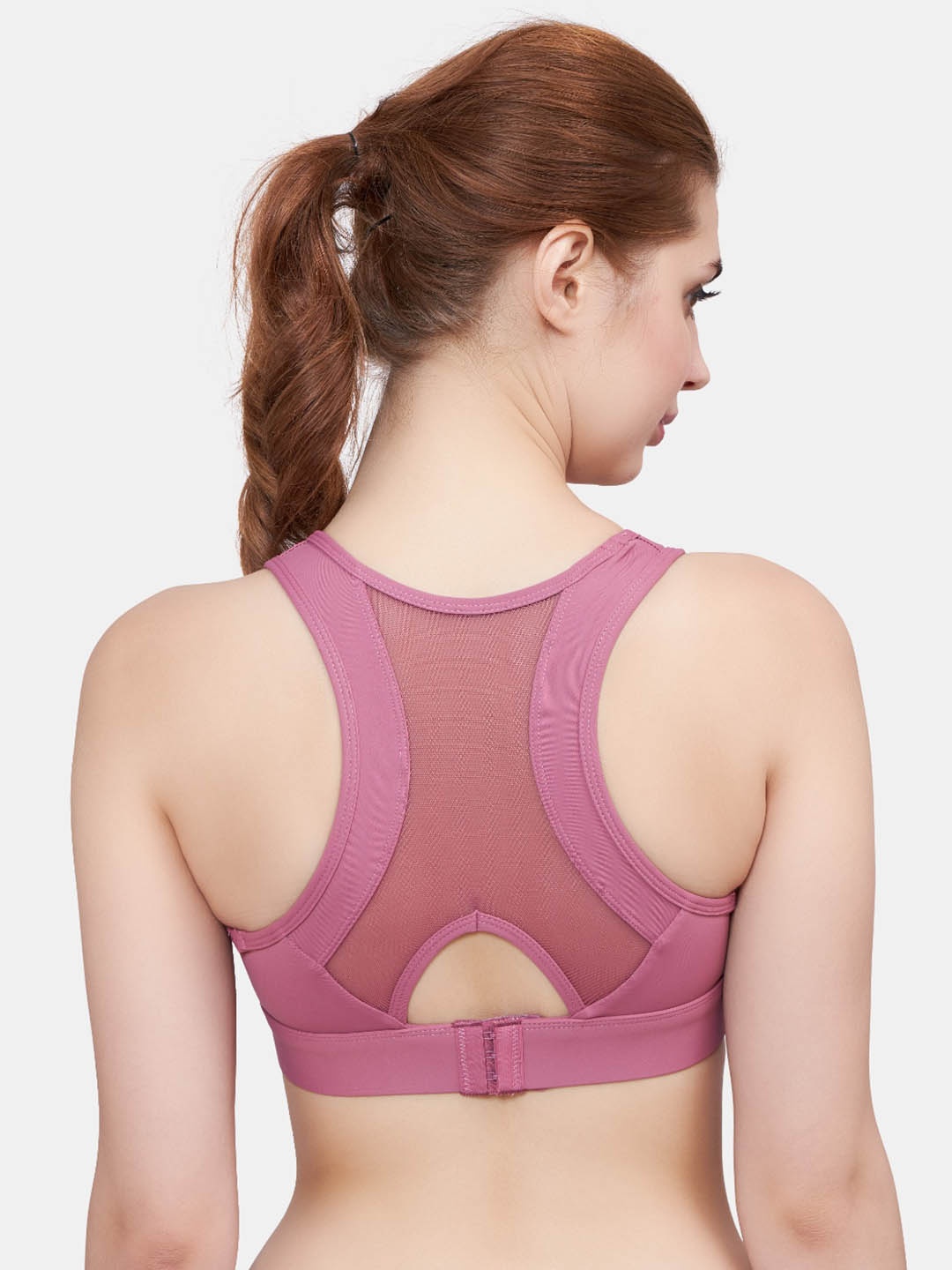 

PLUMBURY Full Coverage All Day Comfort Removable Padding Rapid-Dry Sports Bra, Pink