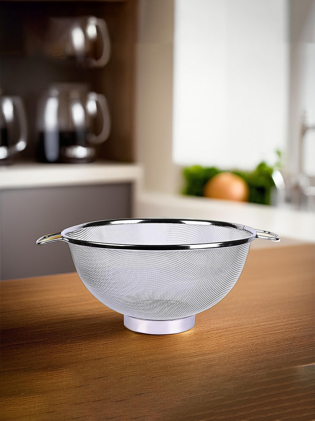 

Kuber Industries Stainless Steel Colander Strainer With Handle, Silver