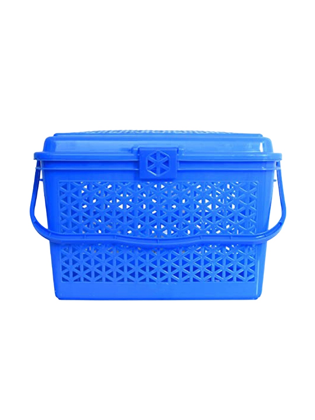 

Kuber Industries Blue Netted Storage Basket With Lid