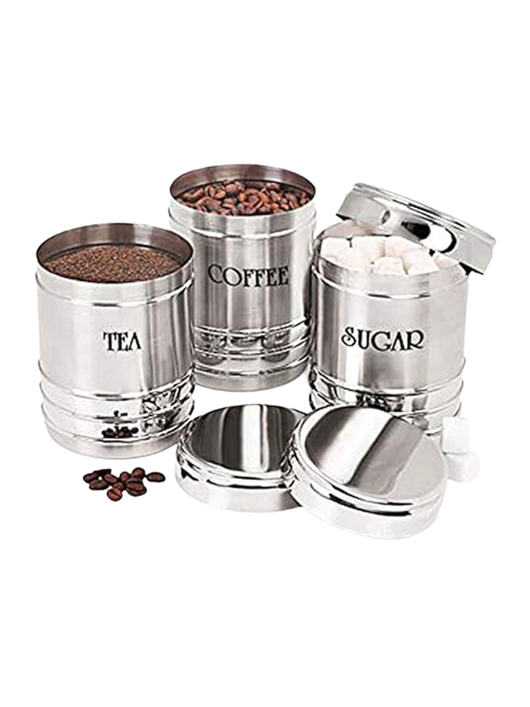 

Kuber Industries 3 Pcs Stainless Steel Air Tight Containers, Silver