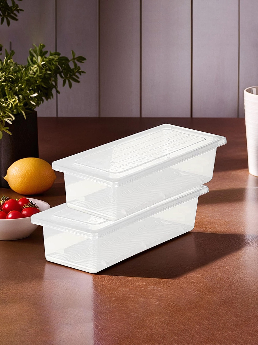 

Kuber Industries White 2 Pieces Storage Containers With Lids