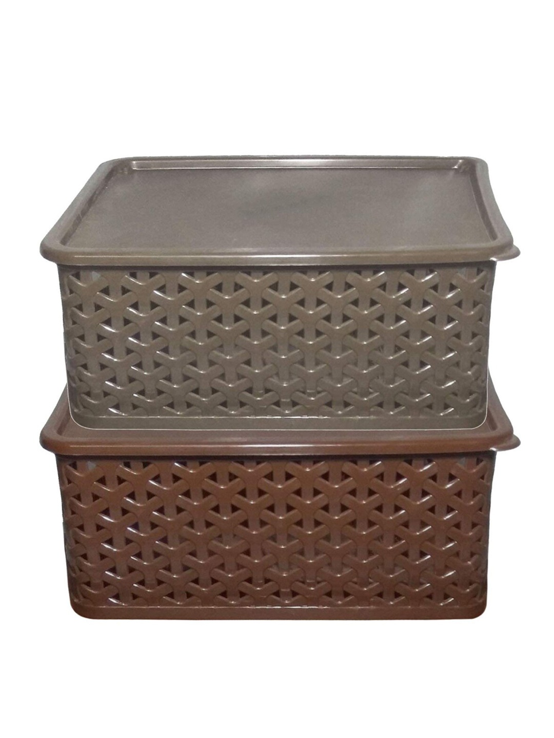 

Kuber Industries Brown & Olive 2 Pieces Plastic Multipurpose Solitaire Kitchen Storage