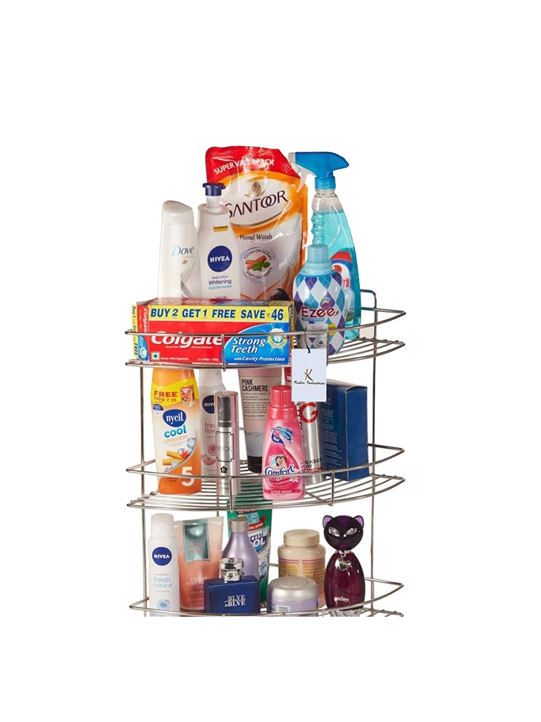 

Kuber Industries Silver Toned Stainless Steel Storage Rack