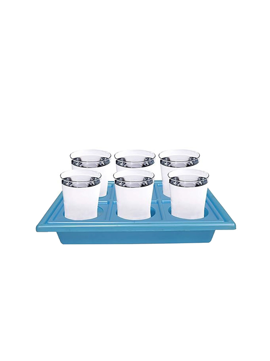

Kuber Industries Blue 2 Pieces Glass Holder Tray Kitchen Storage
