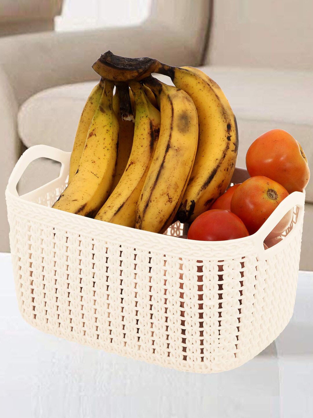 

Kuber Industries Cream-Coloured 2 Pieces Multipurpose Storage Basket