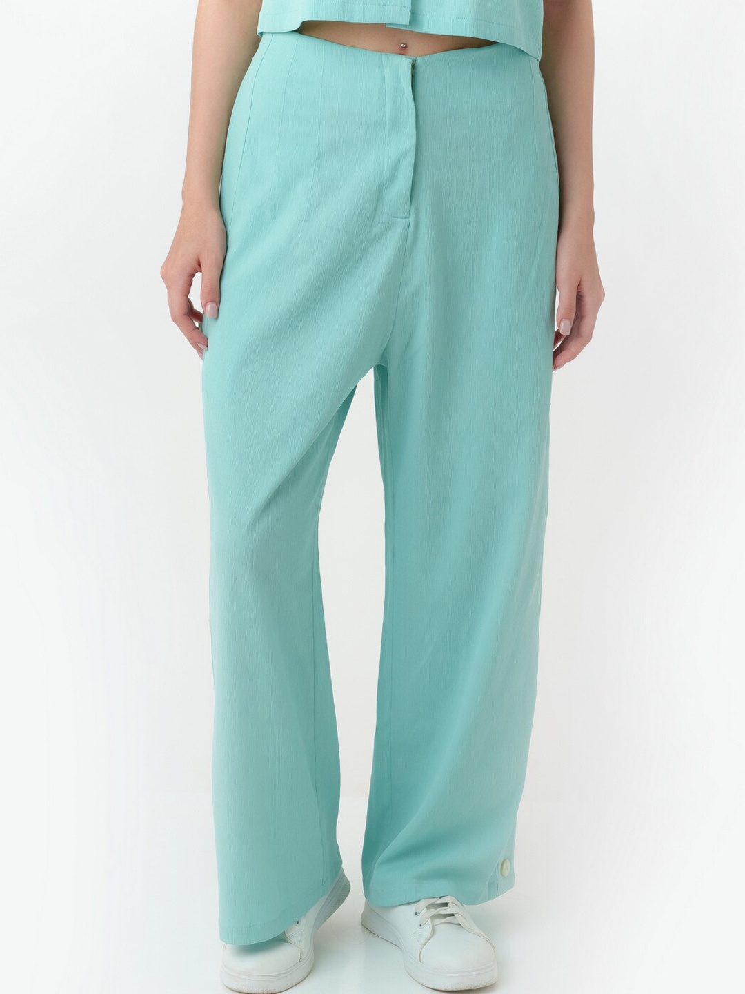 

Zink London Women High-Rise Pleated Parallel Trousers, Sea green