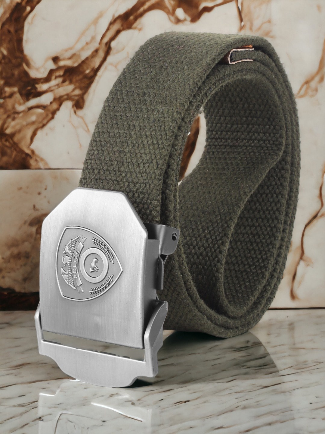 

The Roadster Lifestyle Co. Men Woven Design Canvas Belt, Olive