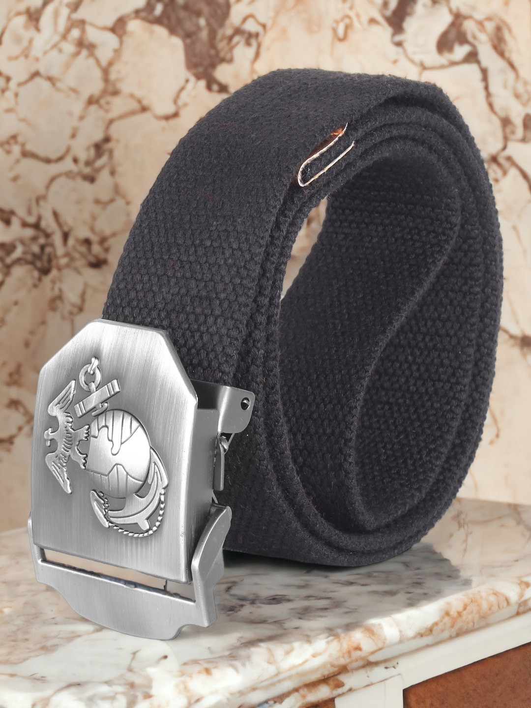 

The Roadster Lifestyle Co. Men Black Woven Design Canvas Belt