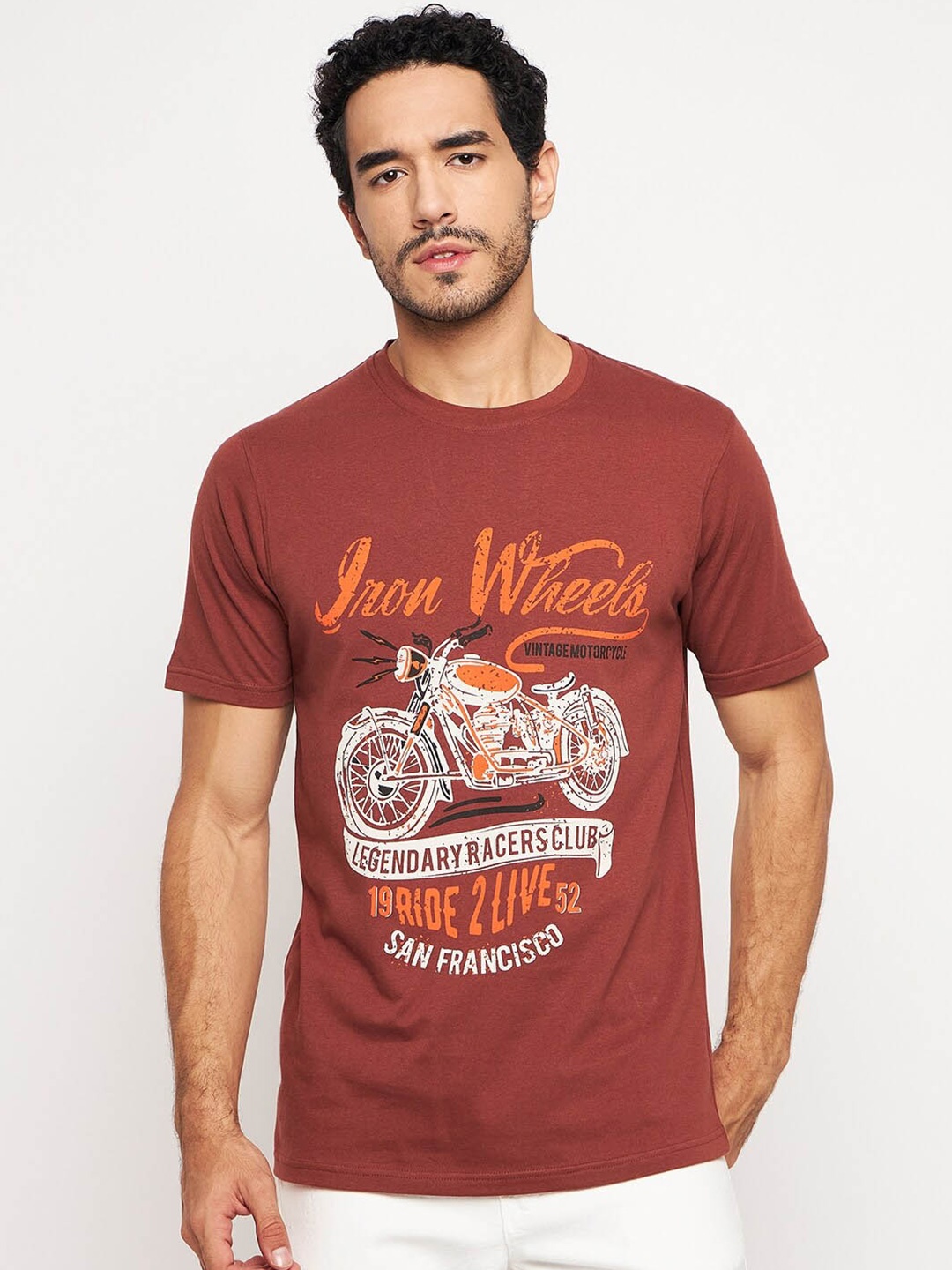 

Club York Typography Printed Cotton T-shirt, Brown