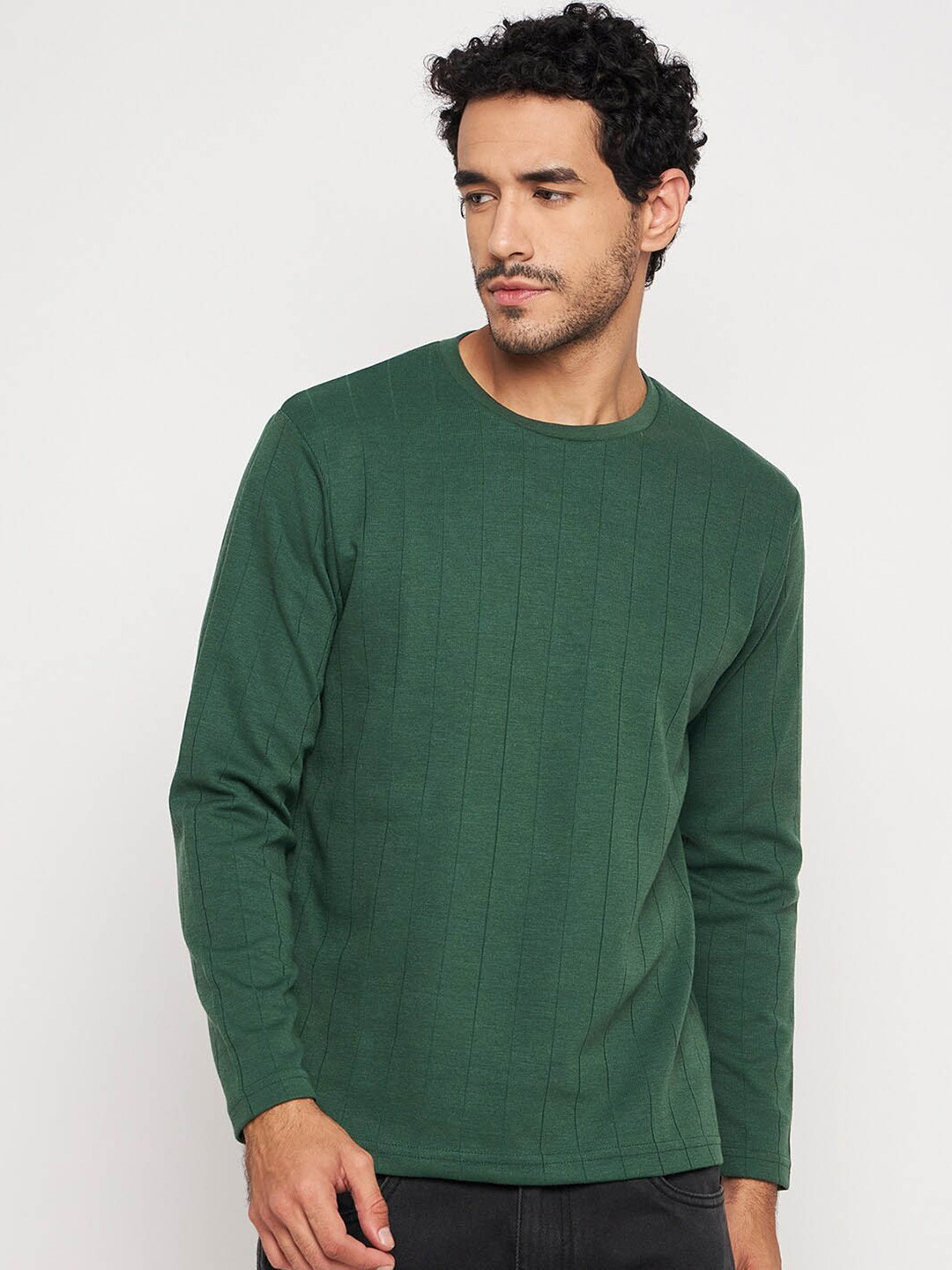 

Club York Striped Long Sleeves Cotton T-shirt, Green