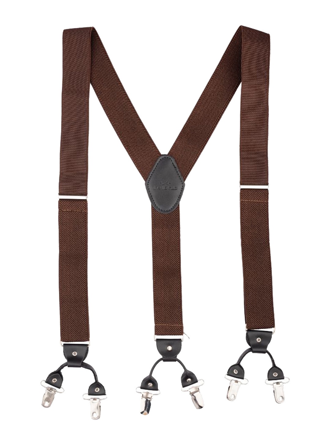 

The Tie Hub Men Textured Y Back Suspenders, Brown