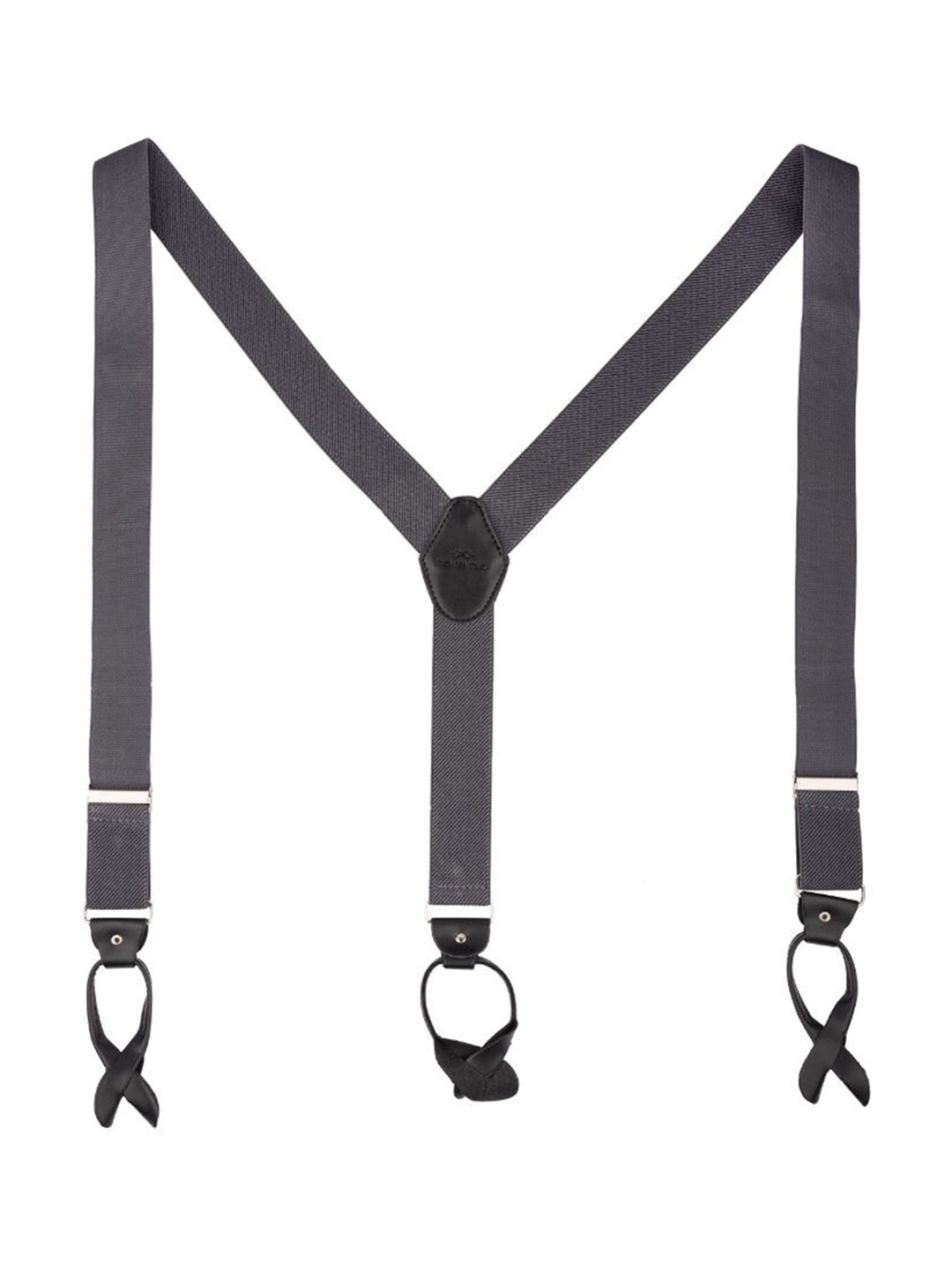 

The Tie Hub Men Textured Y Back Suspenders, Grey