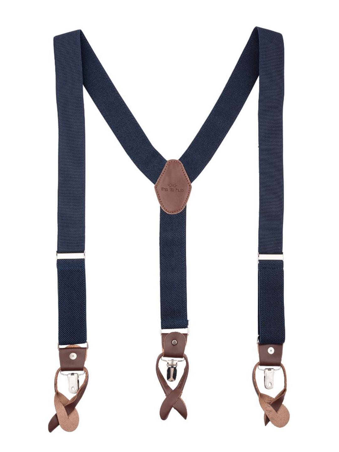 

The Tie Hub Men Textured Y Back Suspenders, Blue