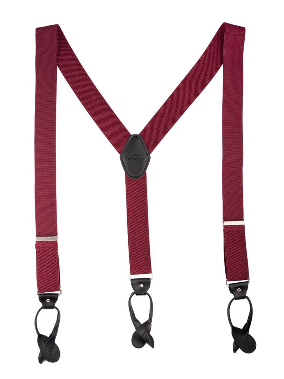 

The Tie Hub Men Textured Y Back Suspenders, Pink