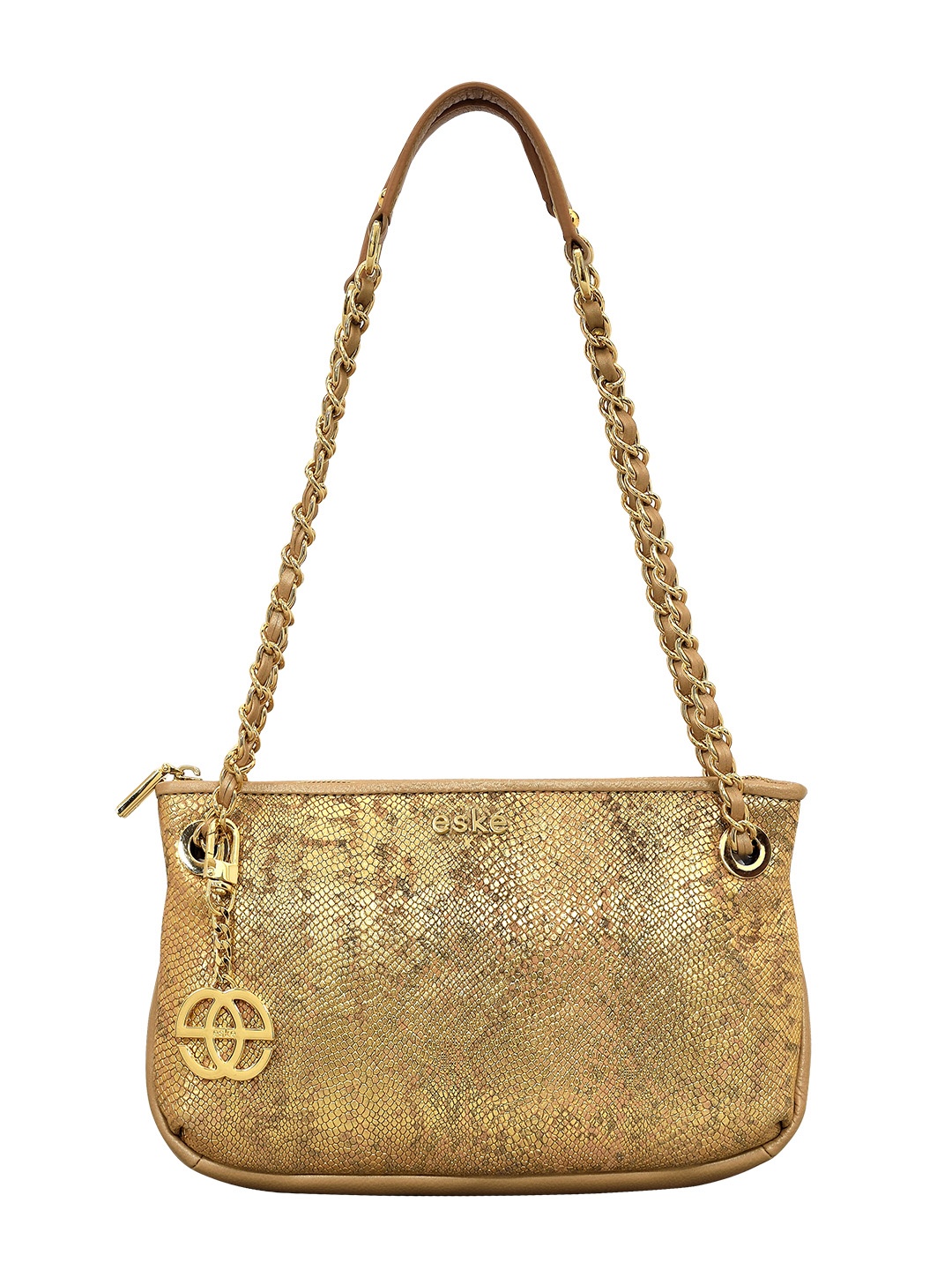 

Eske Textured Leather Structured Shoulder Bag, Gold
