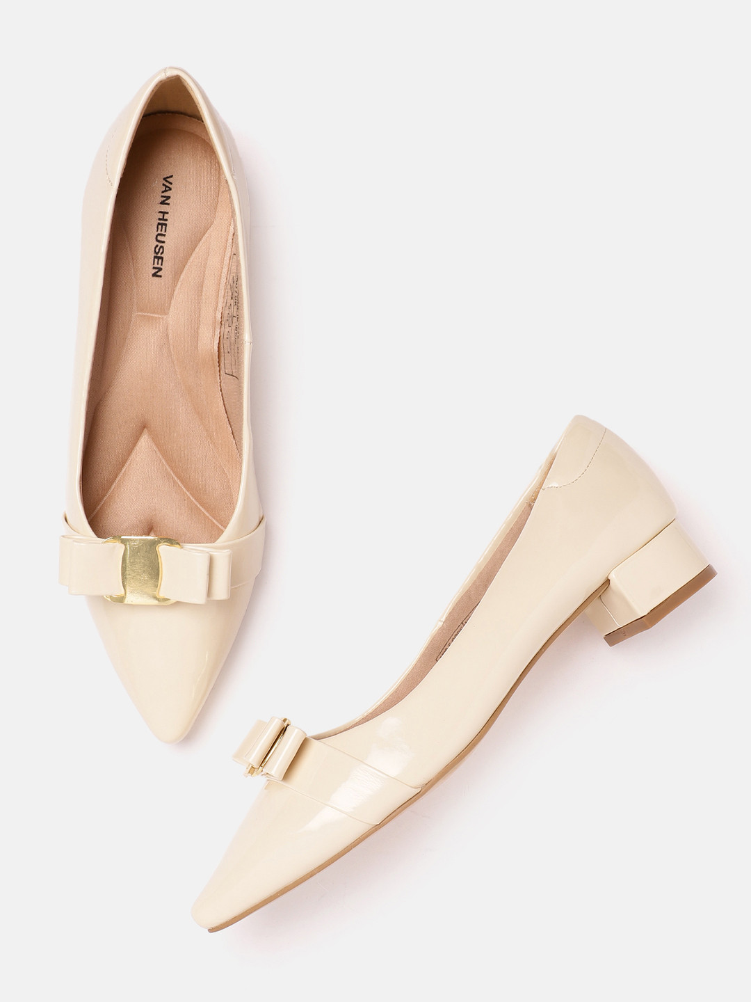 

Van Heusen Woman Block Heel Pumps with Bow Detail, Cream
