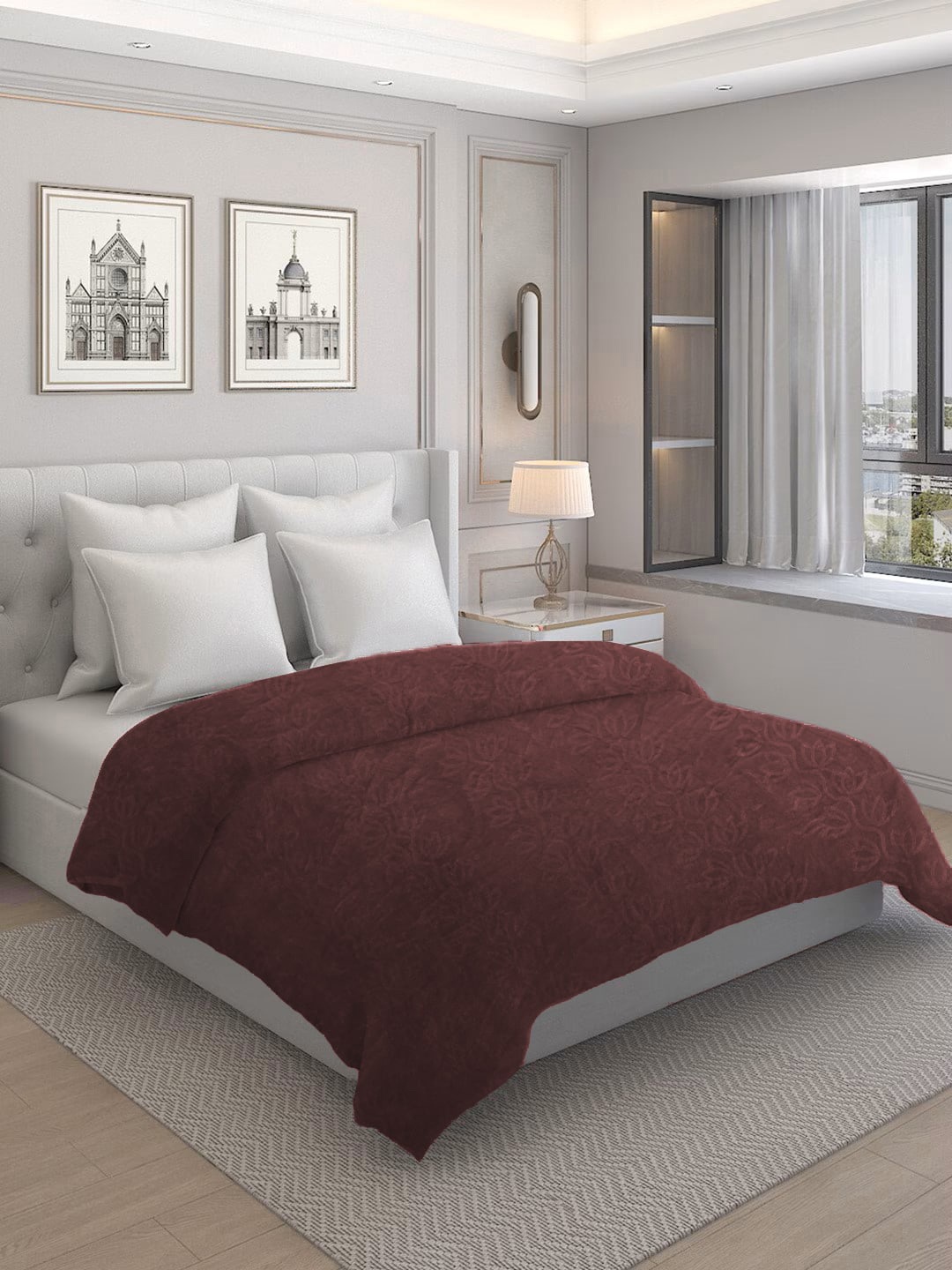 

CG HOMES Brown Floral Mink Heavy Winter 350 GSM Double Bed Blanket