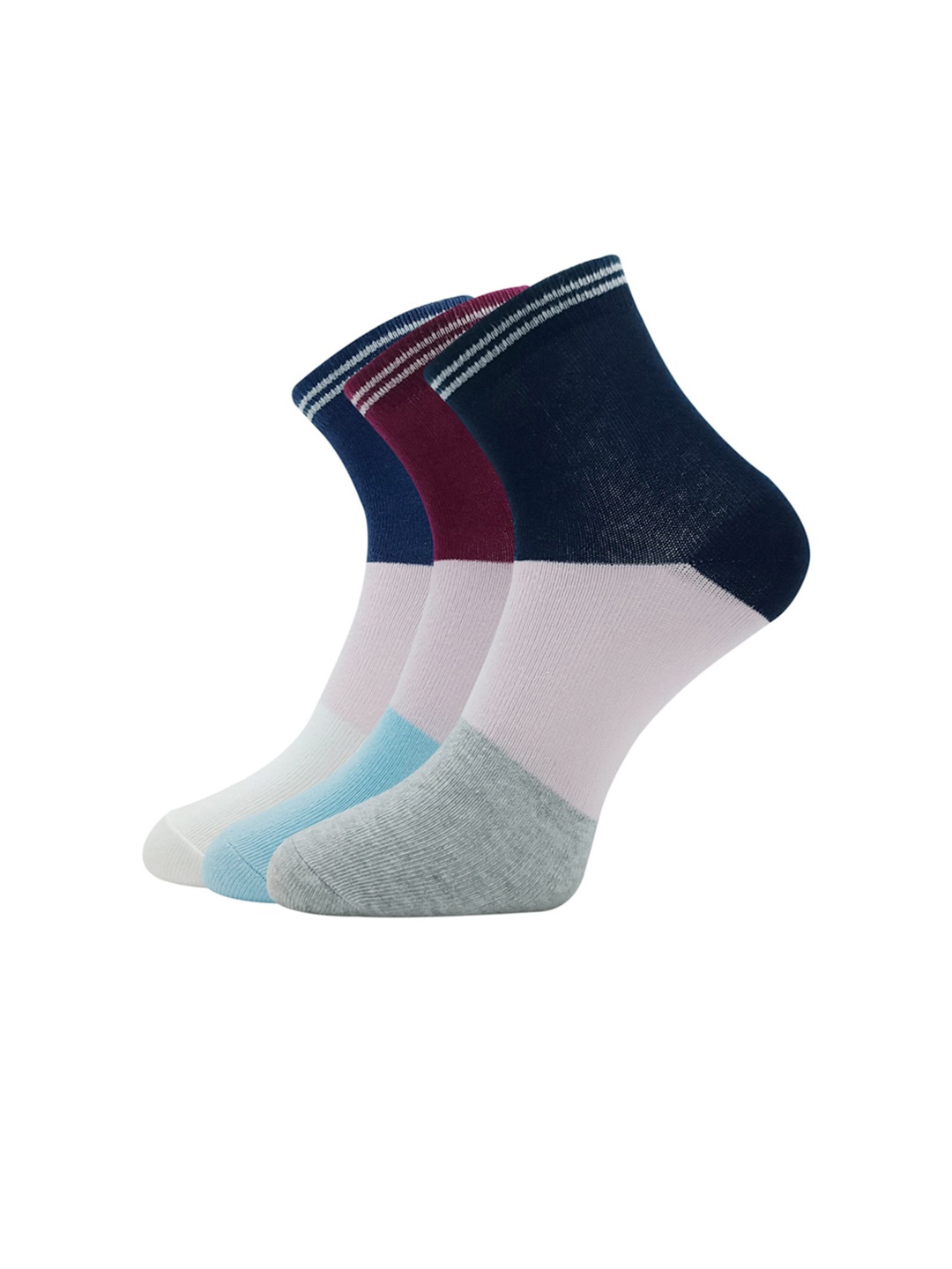 

Allen Solly Women Pack Of 3 Colourblocked Above Ankle Length Socks, White