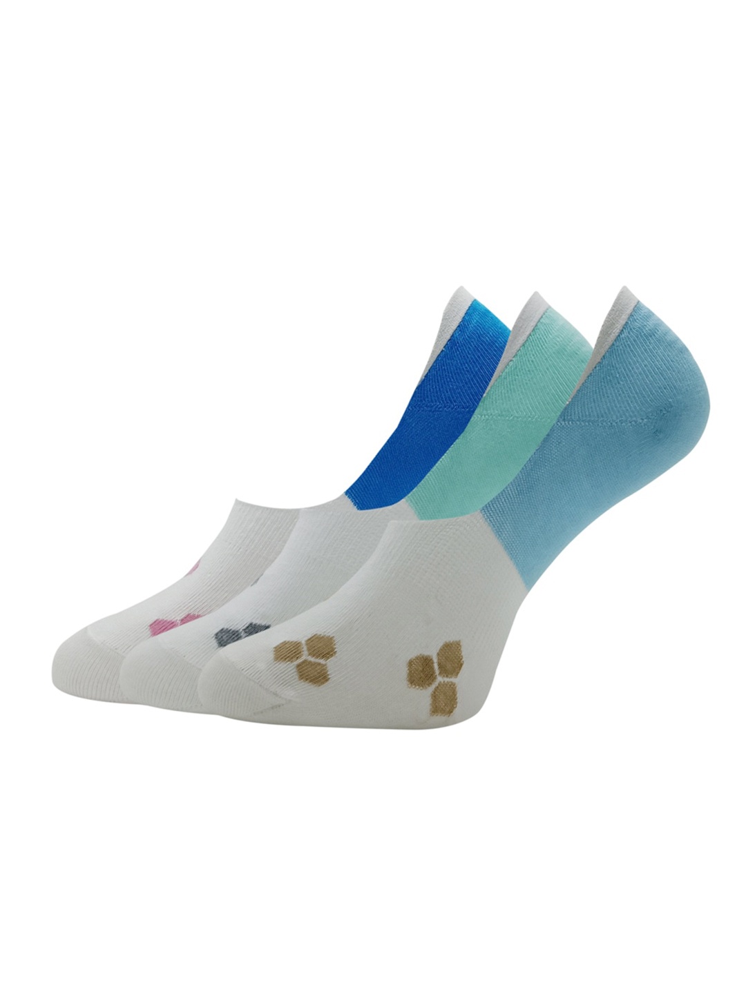 

Allen Solly Women Pack Of 3 Patterned Shoe Liners, Turquoise blue