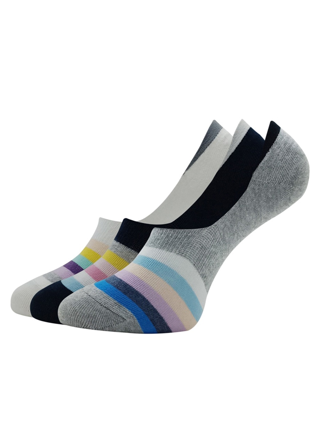 

Allen Solly Women Pack Of 3 Striped Cotton Shoe Liners Socks, White