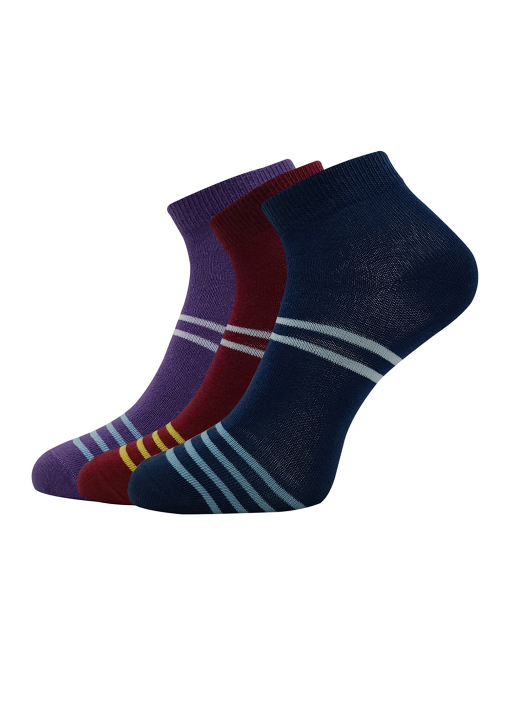

Allen Solly Women Pack Of 3 Striped Ankle Length Socks, Purple
