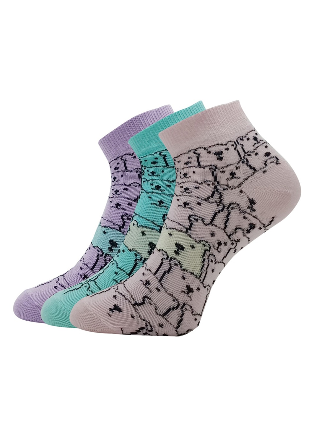 

Allen Solly Women Pack Of 3 Patterned Ankle Length Socks, Sea green