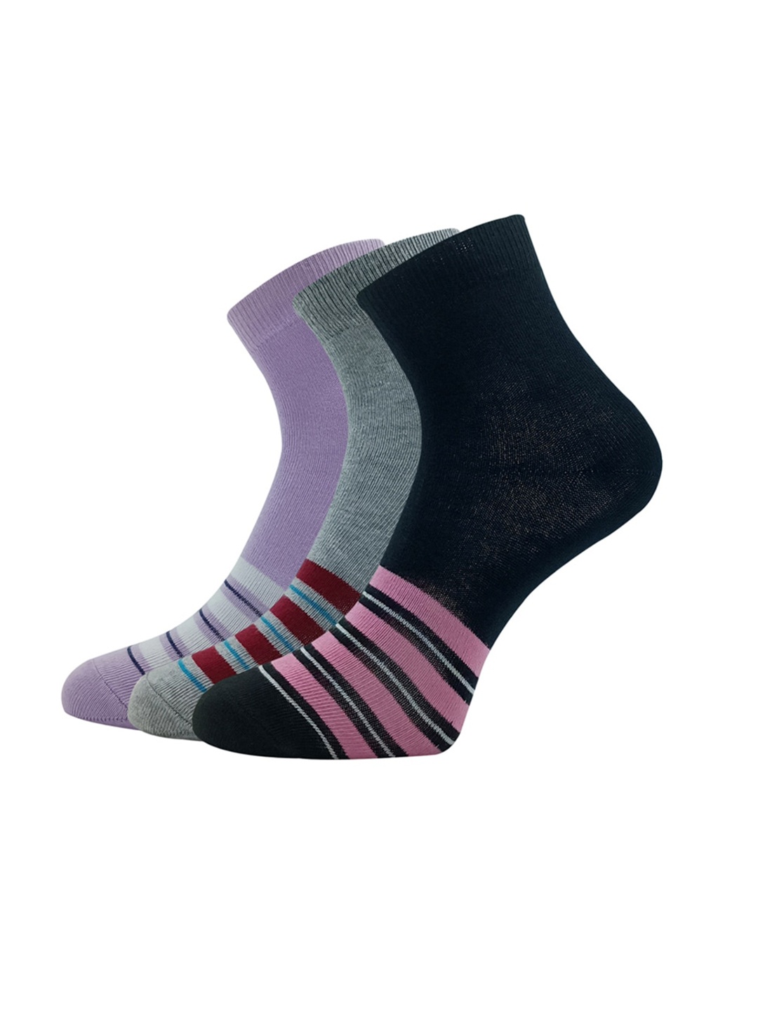

Allen Solly Women Pack Of 3 Striped Ankle Length Socks, Lavender