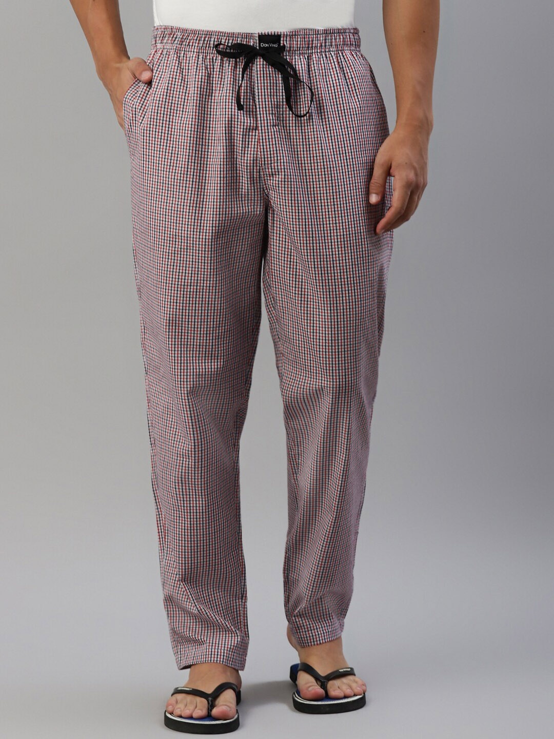 

DON VINO Men Mid-Rise Checked Lounge Pants, Red