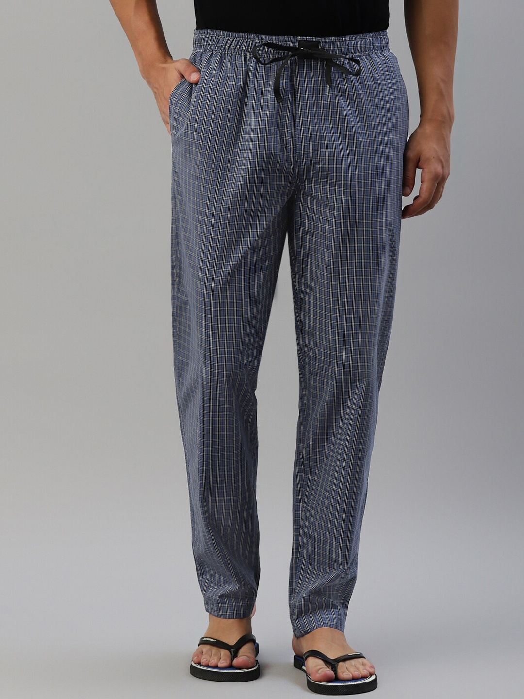 

DON VINO Men Checks Lounge Pants, Blue
